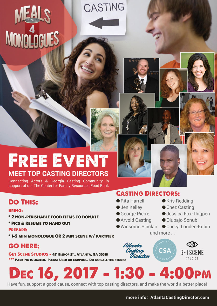 Atlanta Meals 4 Monologues Flyer 2017 - Atlanta Casting Director